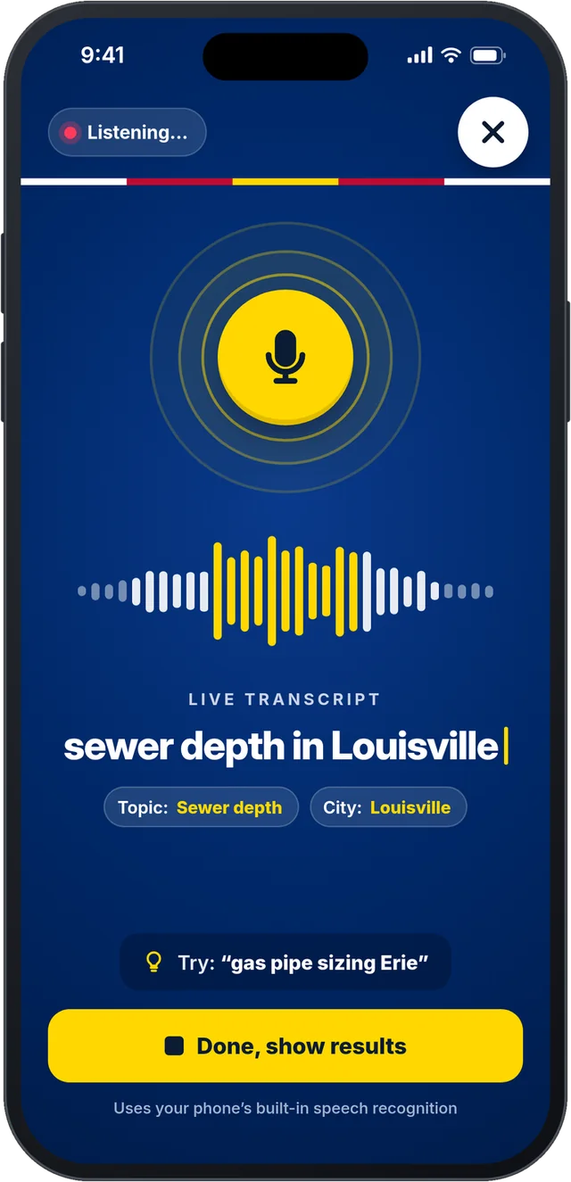 Voice search screen listening for a spoken question