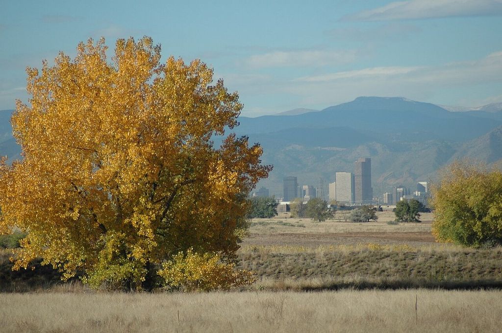 Downtown Denver skyline with the Front Range behind